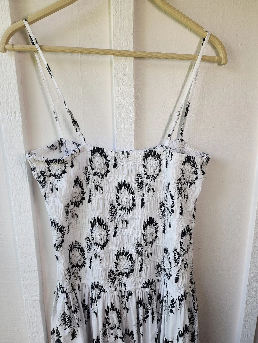 Madewell Peony Smocked Cotton Midi Sundress Graphic Sunflowers White Size Large